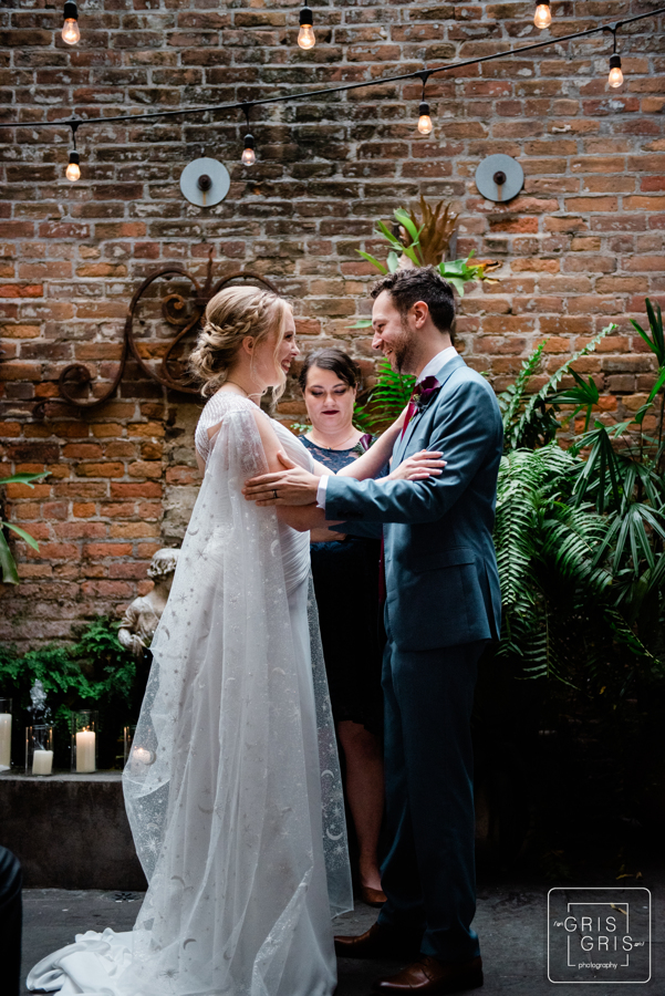 Wedding ceremony takes place in the courtyard of Napoleon House in New Orleans